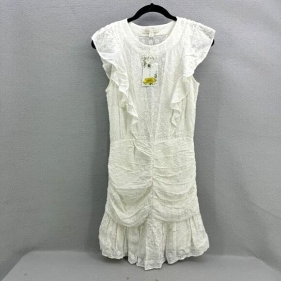 NWT Chelsea & Violet South of France White Ruffle Mini Dress - Picture 3 of 13
